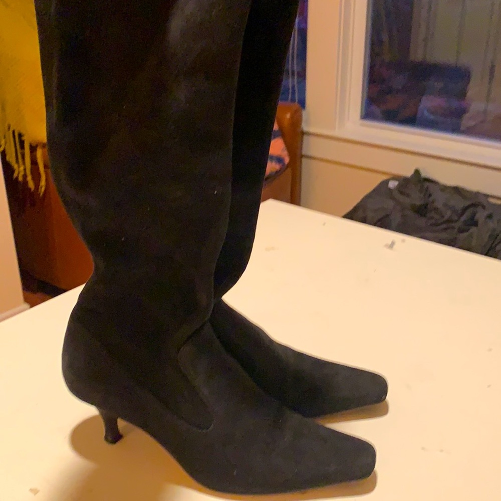 Cole Hahn Trisha Tall Boot, Black Suede, Size 6